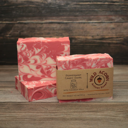 Peppermint Candy Swirl Soap with Coconut Milk